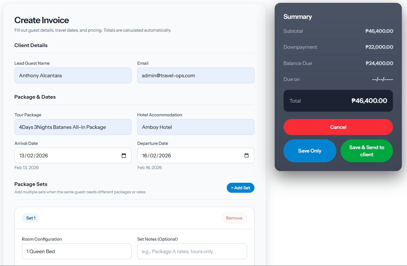 Invoice & Booking Status